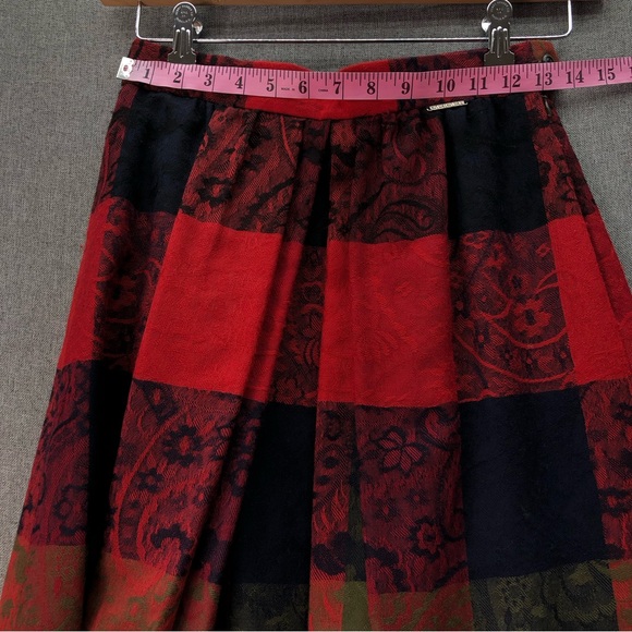 Geiger Vintage Women’s Floral Paisley Pleated Plaid Skirt with Belt Size 36 - Picture 8 of 8